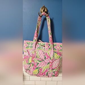 Vera Bradley Pink and Green Quilted Tote